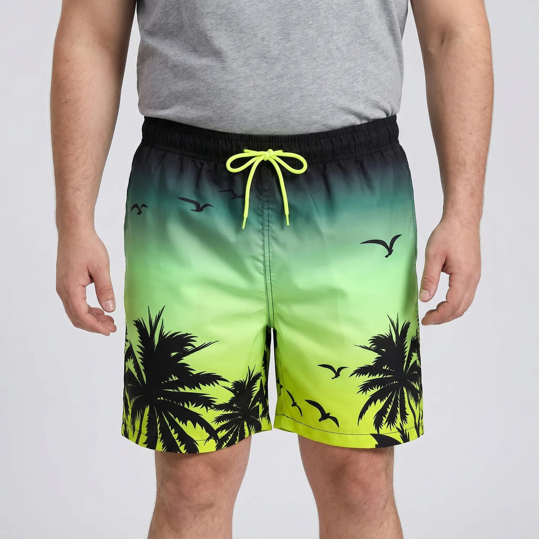 Men’s Swim Shorts with Drawstring Waist | Palm Tree Print