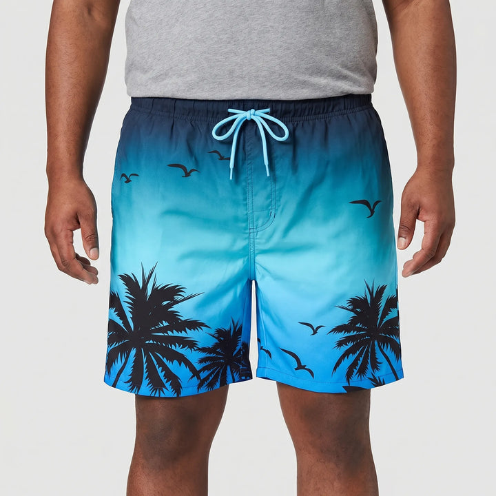 Men’s Swim Shorts with Drawstring Waist | Palm Tree Print