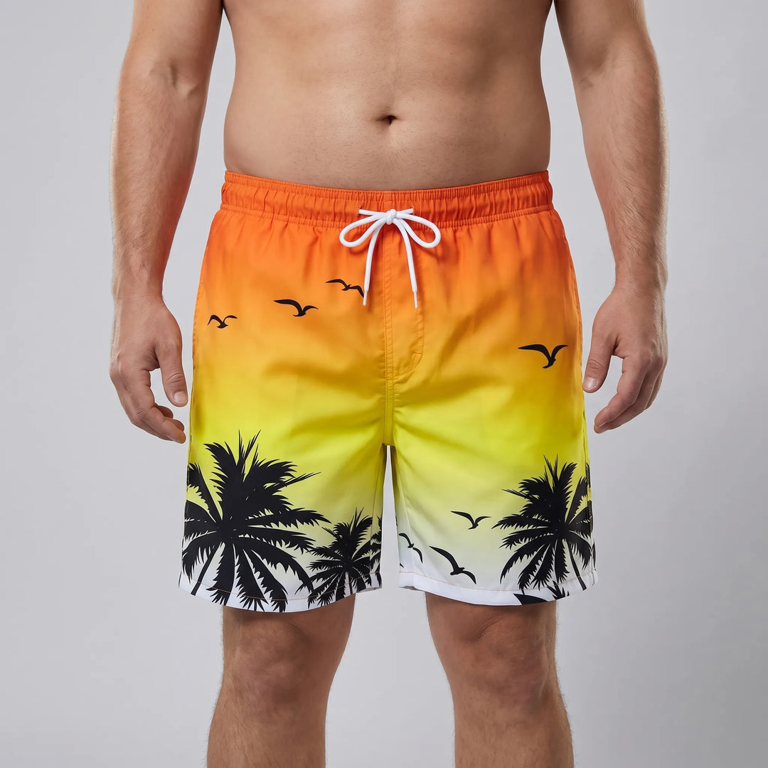Men’s Swim Shorts with Drawstring Waist | Palm Tree Print