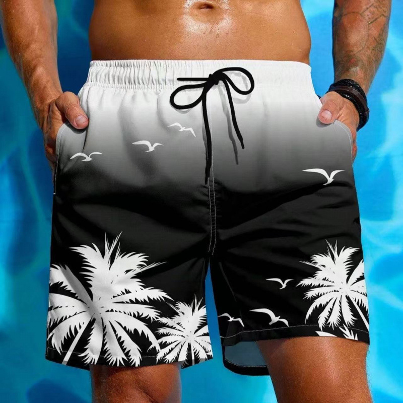 Men’s Swim Shorts with Drawstring Waist | Palm Tree Print
