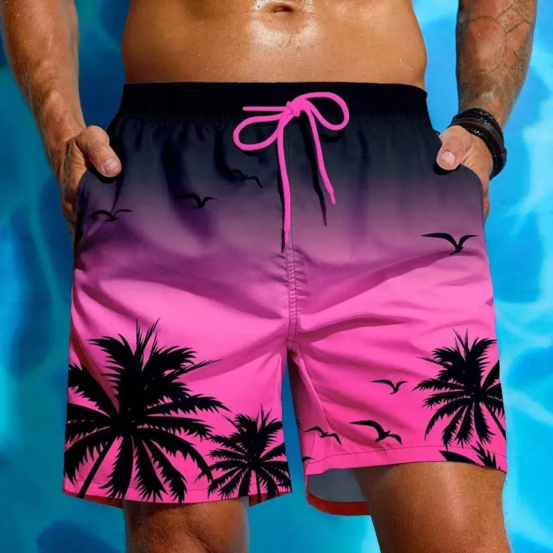 Men’s Swim Shorts with Drawstring Waist | Palm Tree Print