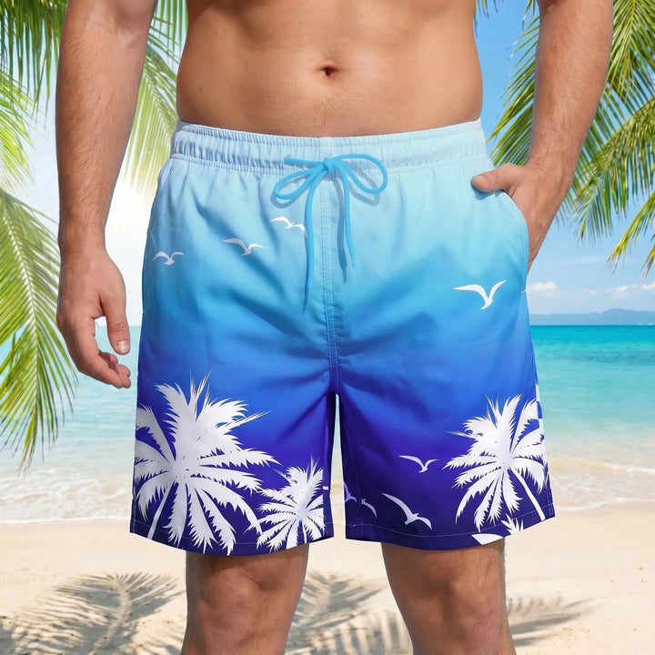 Men’s Swim Shorts with Drawstring Waist | Palm Tree Print