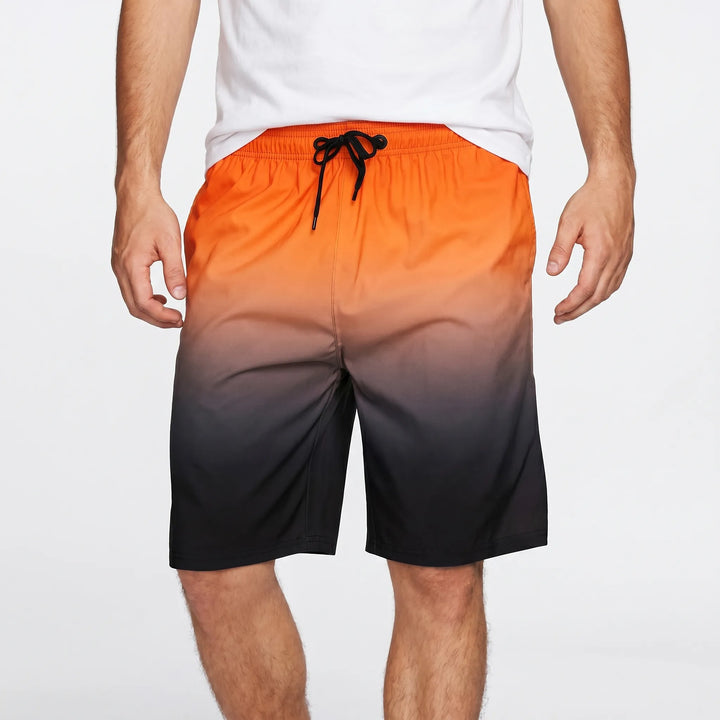 Men’s Swim Shorts with Gradient Print & Drawstring Waist | Beach