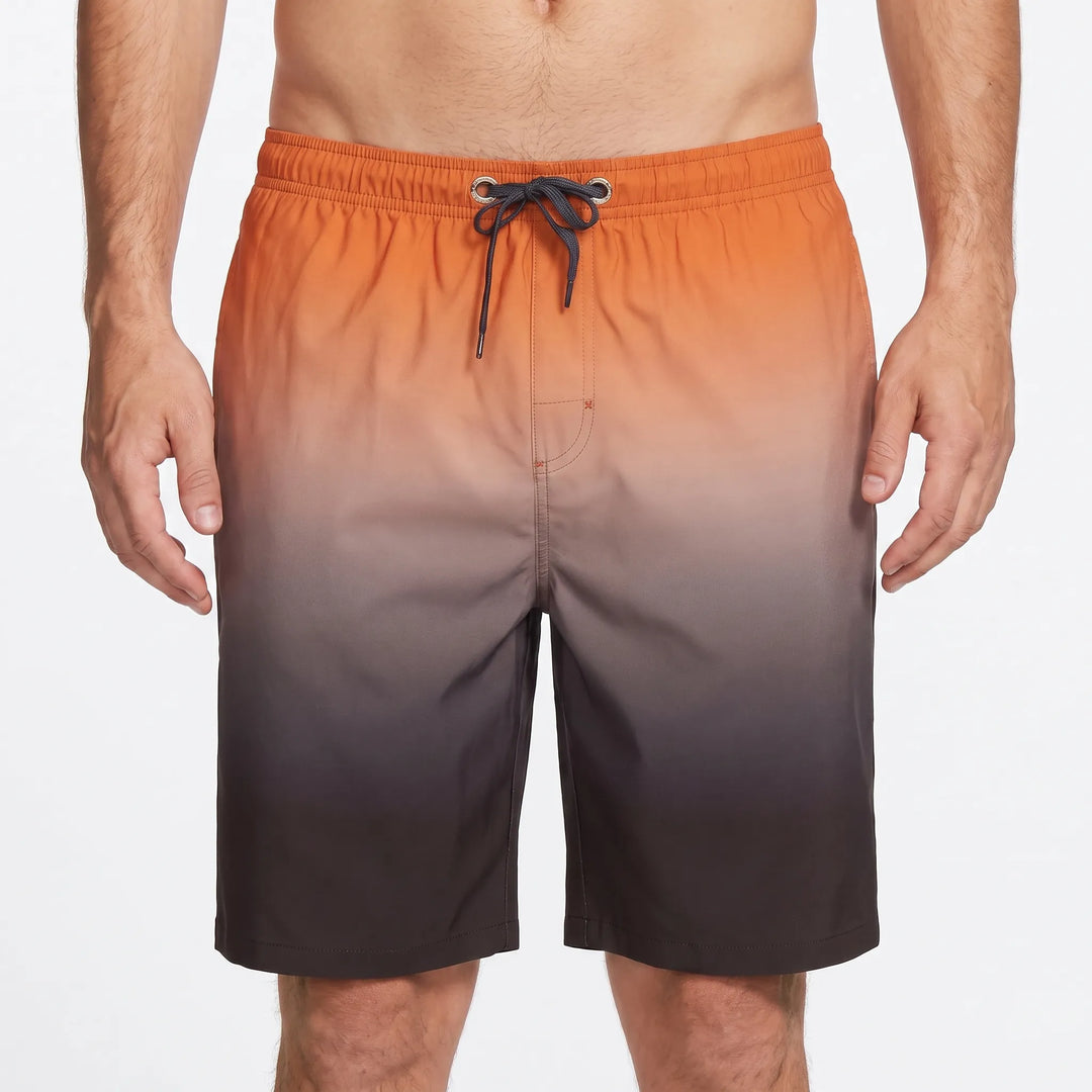 Men’s Swim Shorts with Gradient Print & Drawstring Waist | Beach