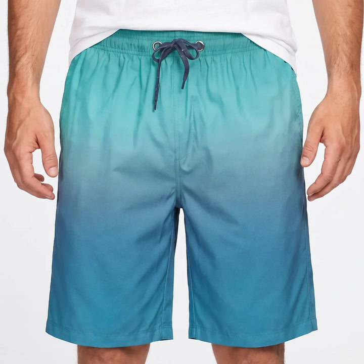 Men’s Swim Shorts with Gradient Print & Drawstring Waist | Beach