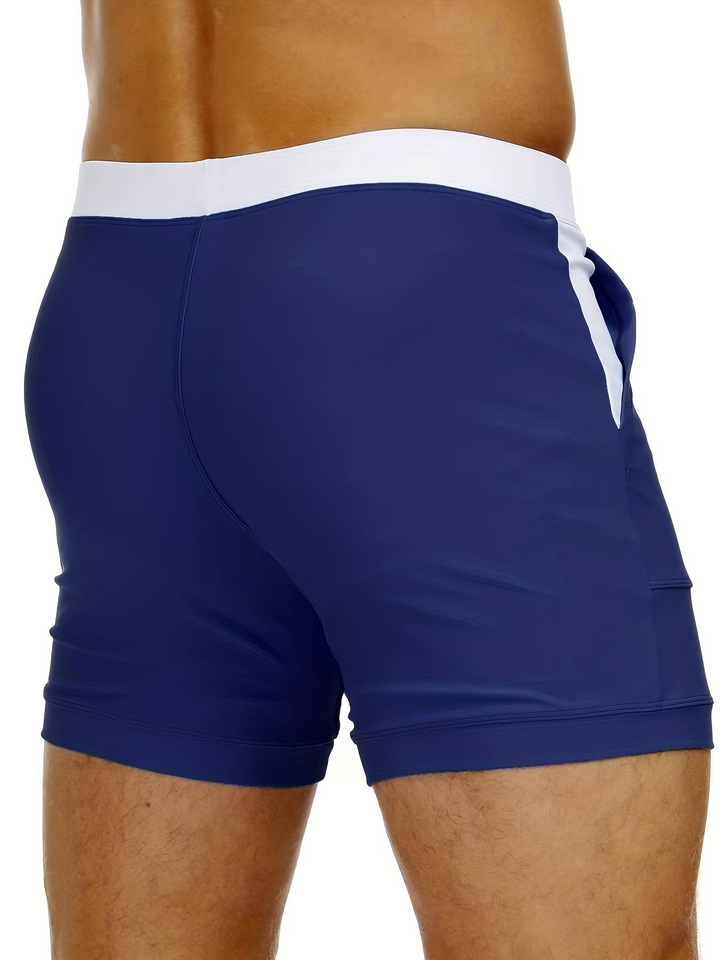 Men’s Swim Shorts with Lace Up Waist & Patch Pockets | Beach