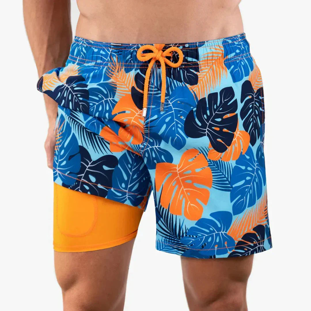 Men’s Swim Shorts with Liner & Drawstring Waist | Beach