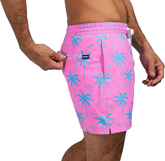 Men’s Swim Shorts with Palm Tree Print & Drawstring | Beach