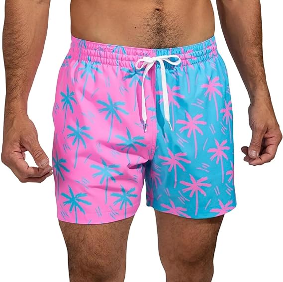 Men’s Swim Shorts with Palm Tree Print & Drawstring | Beach