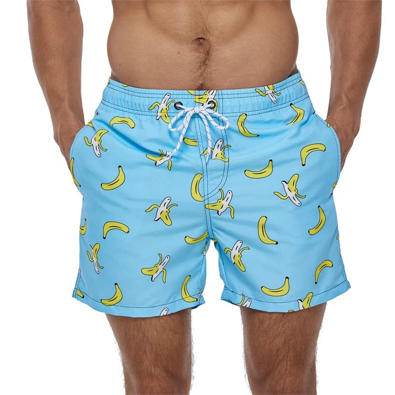 Men’s Swim Shorts with Summer Print | Drawstring Waist