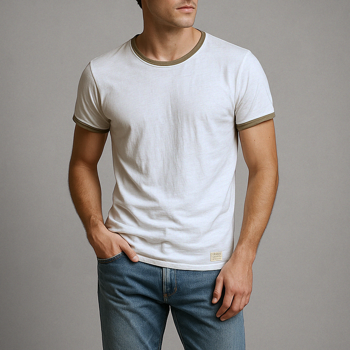 Men's T-Shirt Crew-Neck with Contrast Trim | Casual