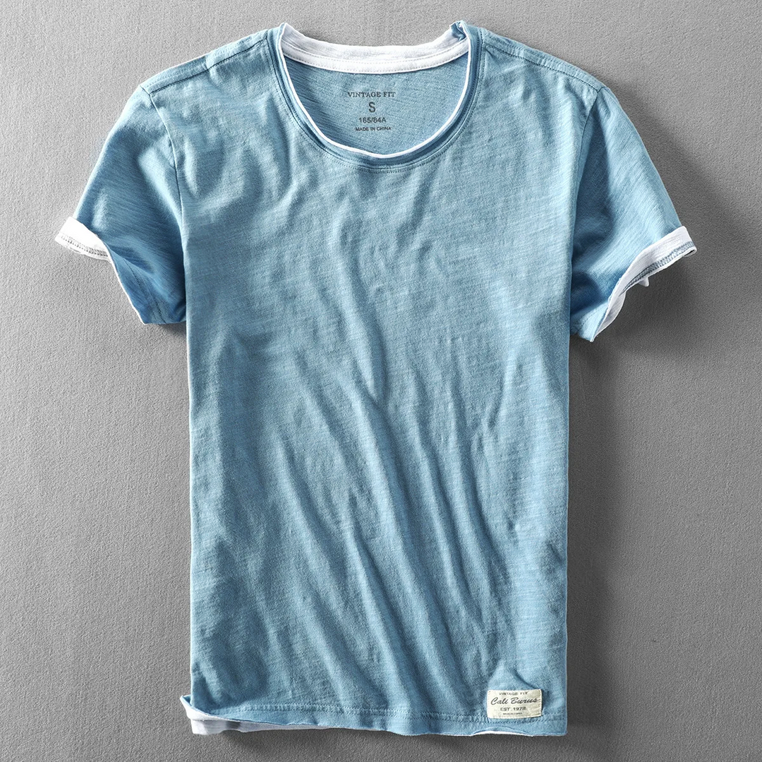 Men's T-Shirt Crew-Neck with Contrast Trim | Casual