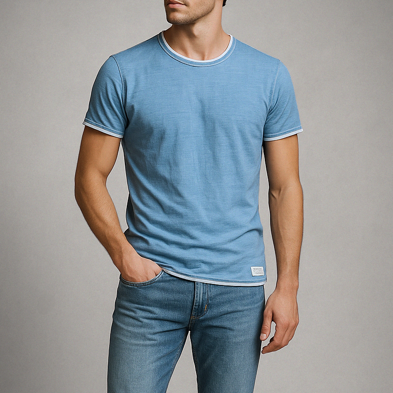 Men's T-Shirt Crew-Neck with Contrast Trim | Casual
