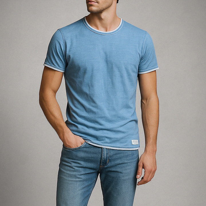Men's T-Shirt Crew-Neck with Contrast Trim | Casual