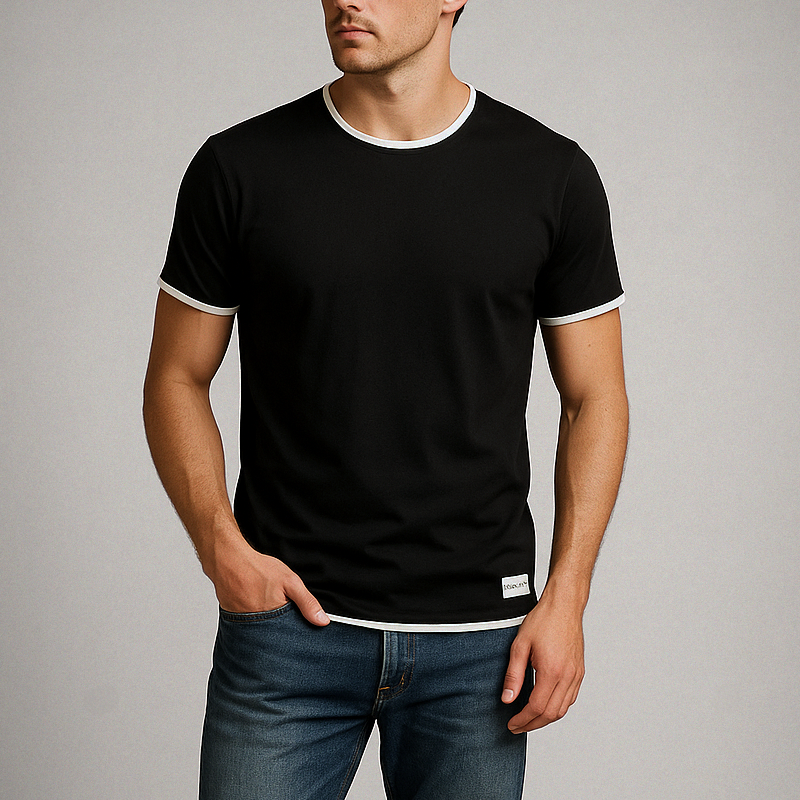 Men's T-Shirt Crew-Neck with Contrast Trim | Casual