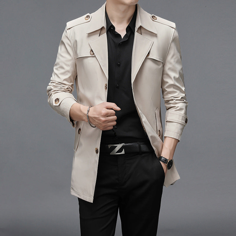 Men's Trench Coat Button Front | Slim Fit
