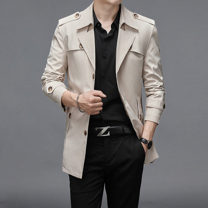 Men's Trench Coat Button Front | Slim Fit