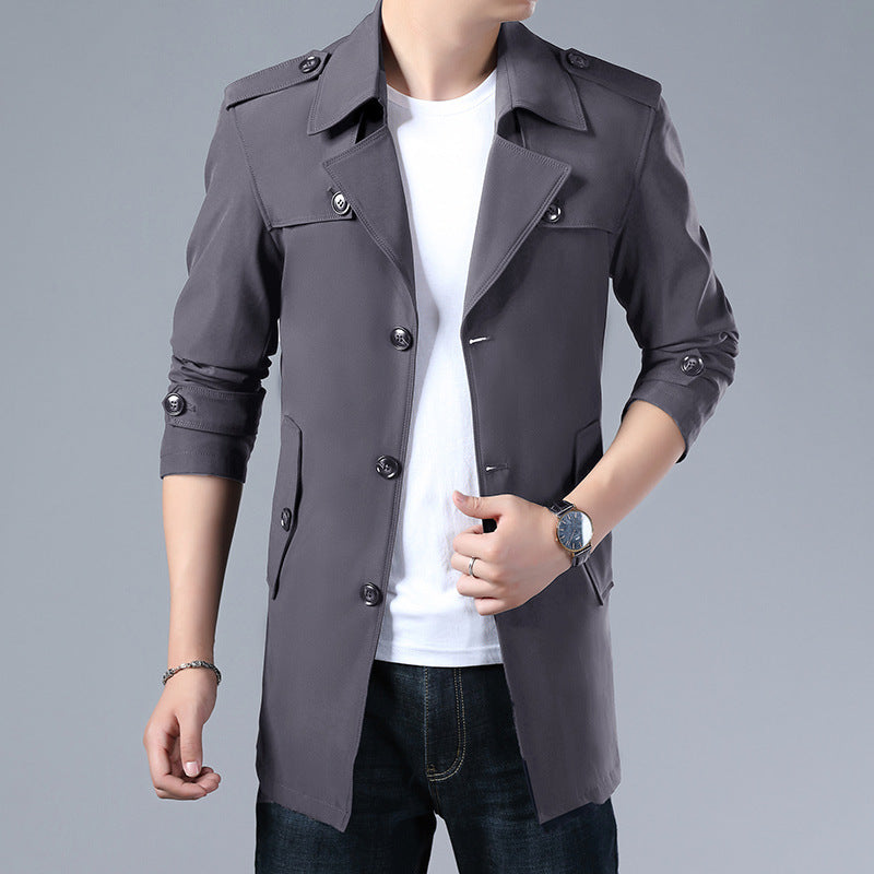 Men's Trench Coat Button Front | Slim Fit
