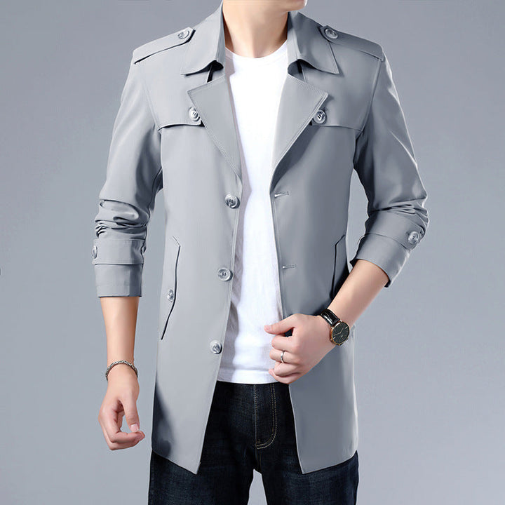 Men's Trench Coat Button Front | Slim Fit