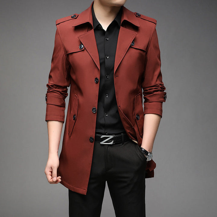 Men's Trench Coat Button Front | Slim Fit