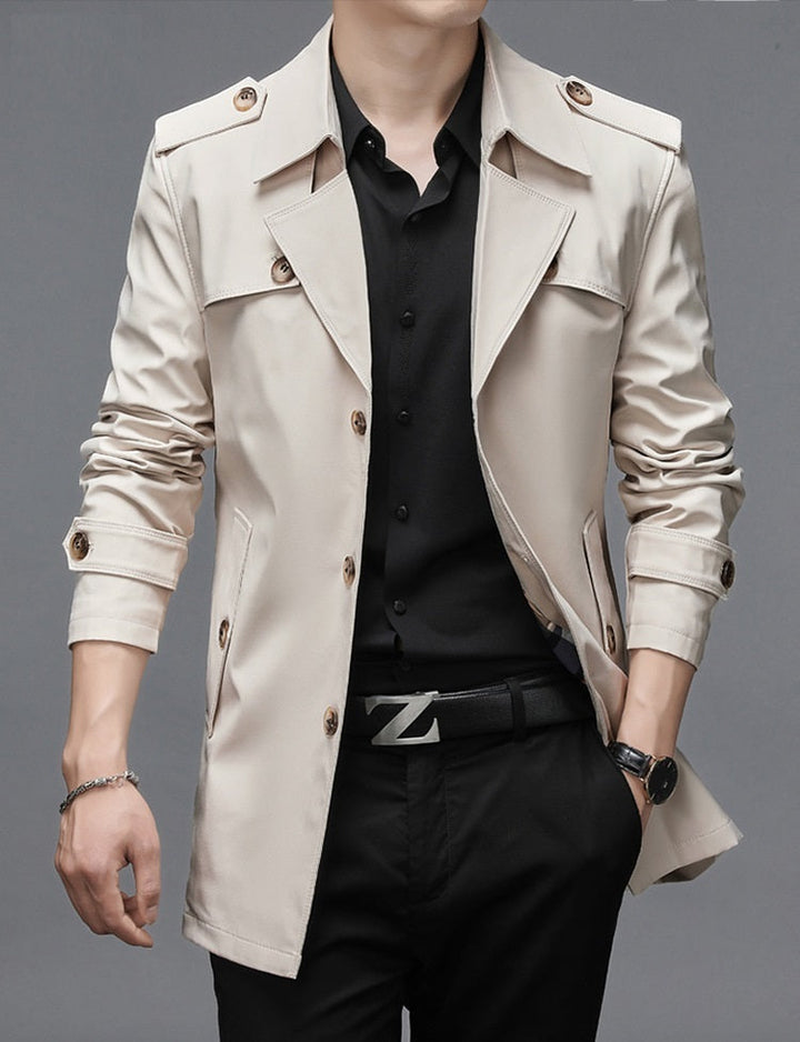 Men's Trench Coat Button Front | Slim Fit