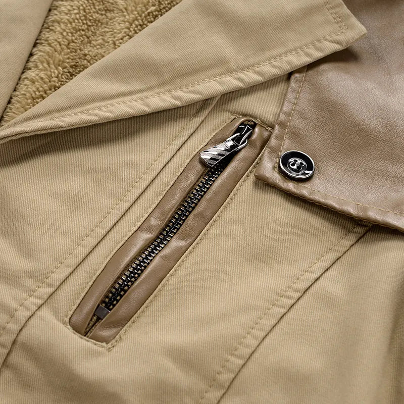 Men's Trench Coat Button Front | Zip Pocket Detail