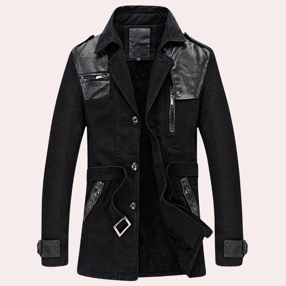 Men's Trench Coat Button Front | Zip Pocket Detail