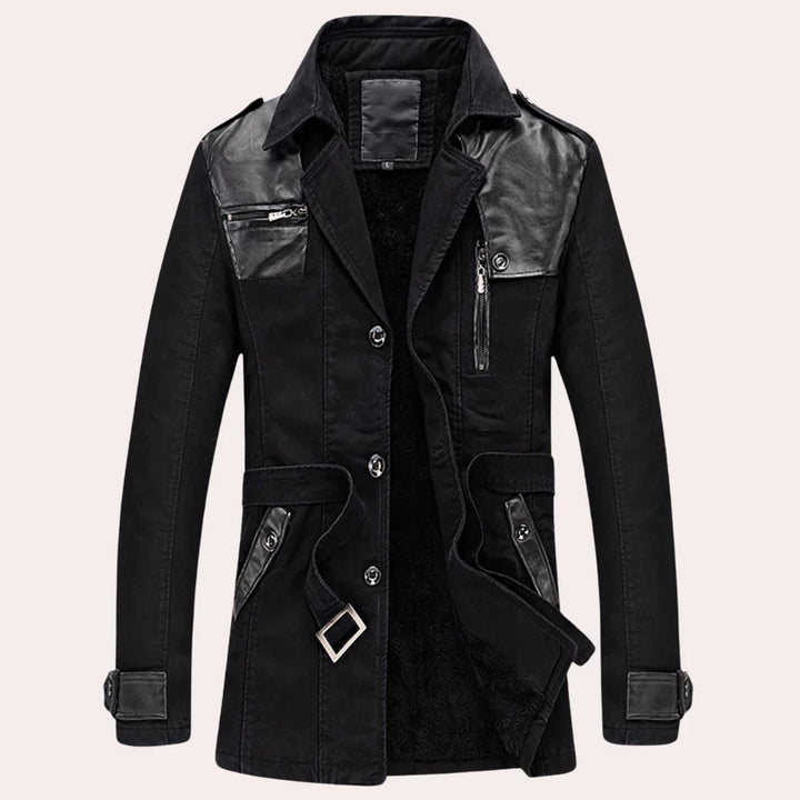 Men's Trench Coat Button Front | Zip Pocket Detail