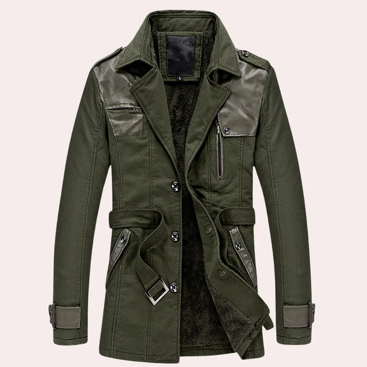 Men's Trench Coat Button Front | Zip Pocket Detail