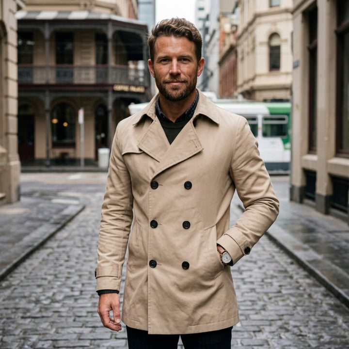 Men's Trench Coat Double Breasted | Long Style