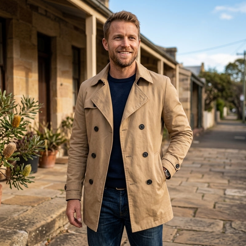 Men's Trench Coat Double Breasted | Long Style