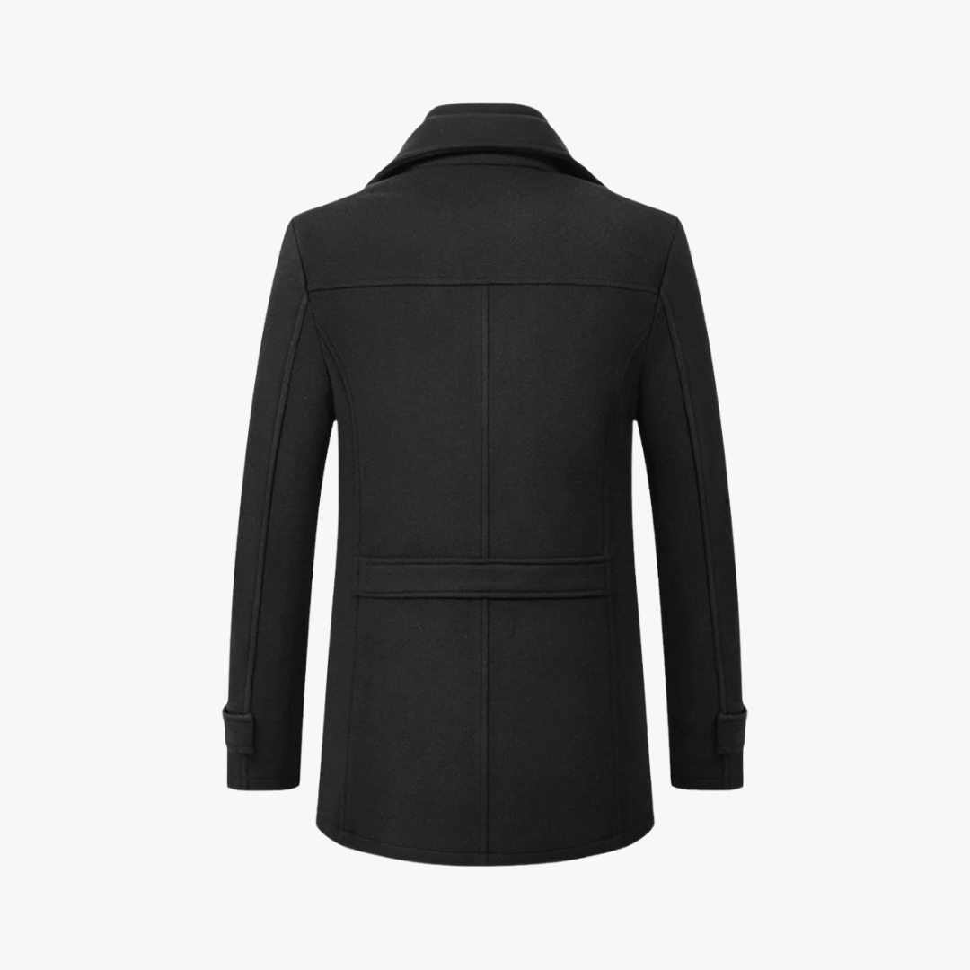 Men's Trench Coat with Layered Collar & Zip Chest Pocket | Slim Fit