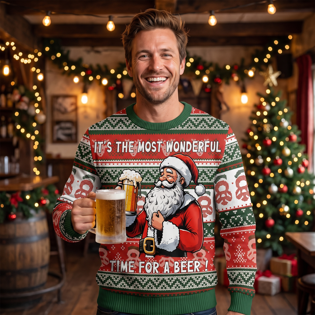 Men’s Ugly Xmas Jumper with Festive Print | Crew Neck