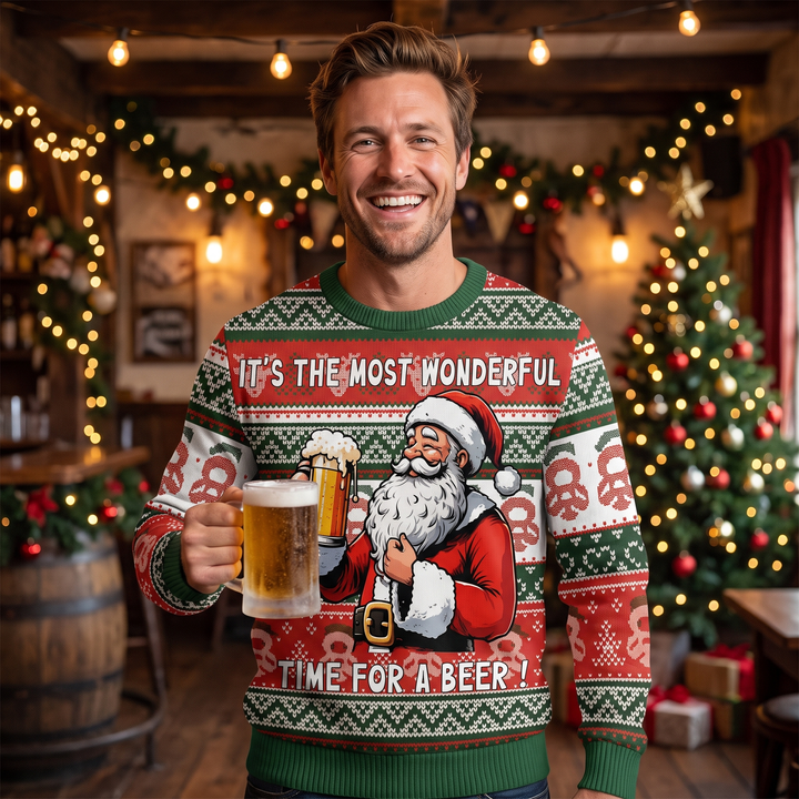 Men’s Ugly Xmas Jumper with Festive Print | Crew Neck