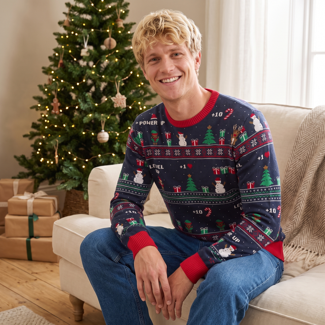 Men’s Ugly Xmas Jumper with Festive Print | Crew Neck