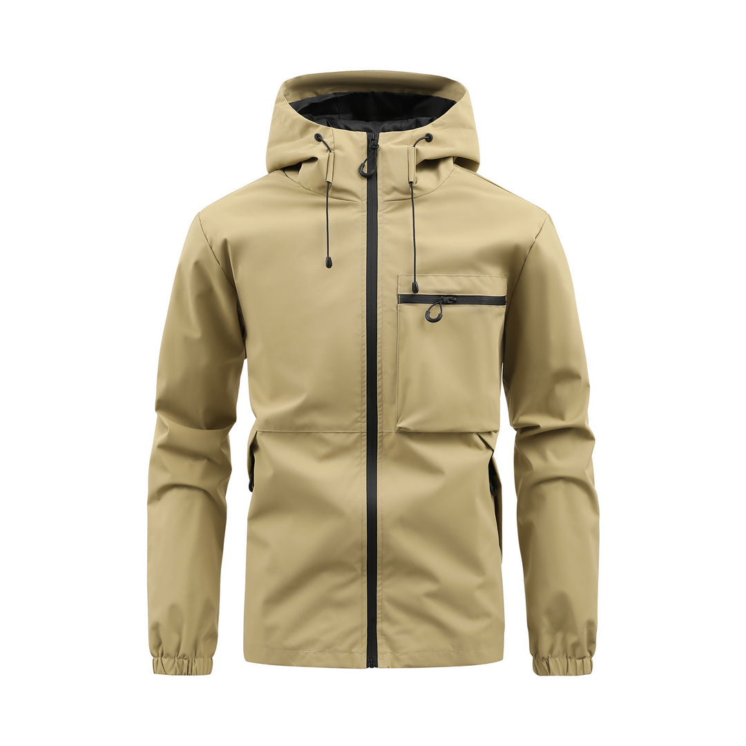 Men's Windbreaker with Drawstring Hood & Zip Pocket | Zip-Up