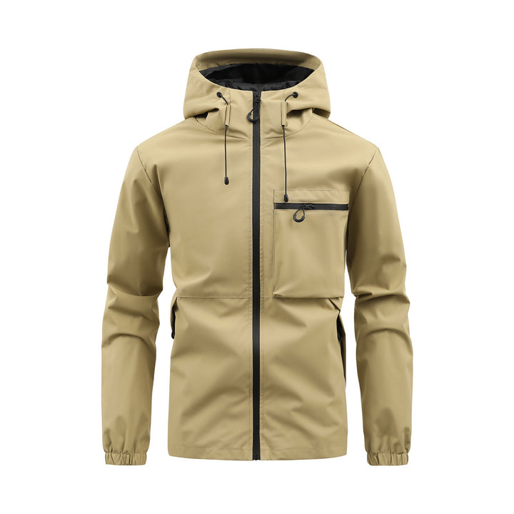 Men's Windbreaker with Drawstring Hood & Zip Pocket | Zip-Up