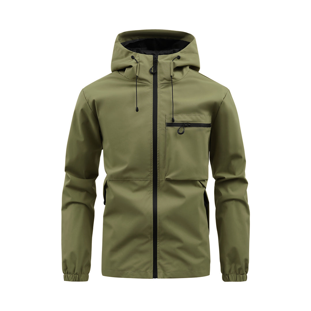 Men's Windbreaker with Drawstring Hood & Zip Pocket | Zip-Up