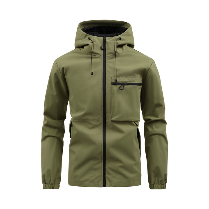 Men's Windbreaker with Drawstring Hood & Zip Pocket | Zip-Up