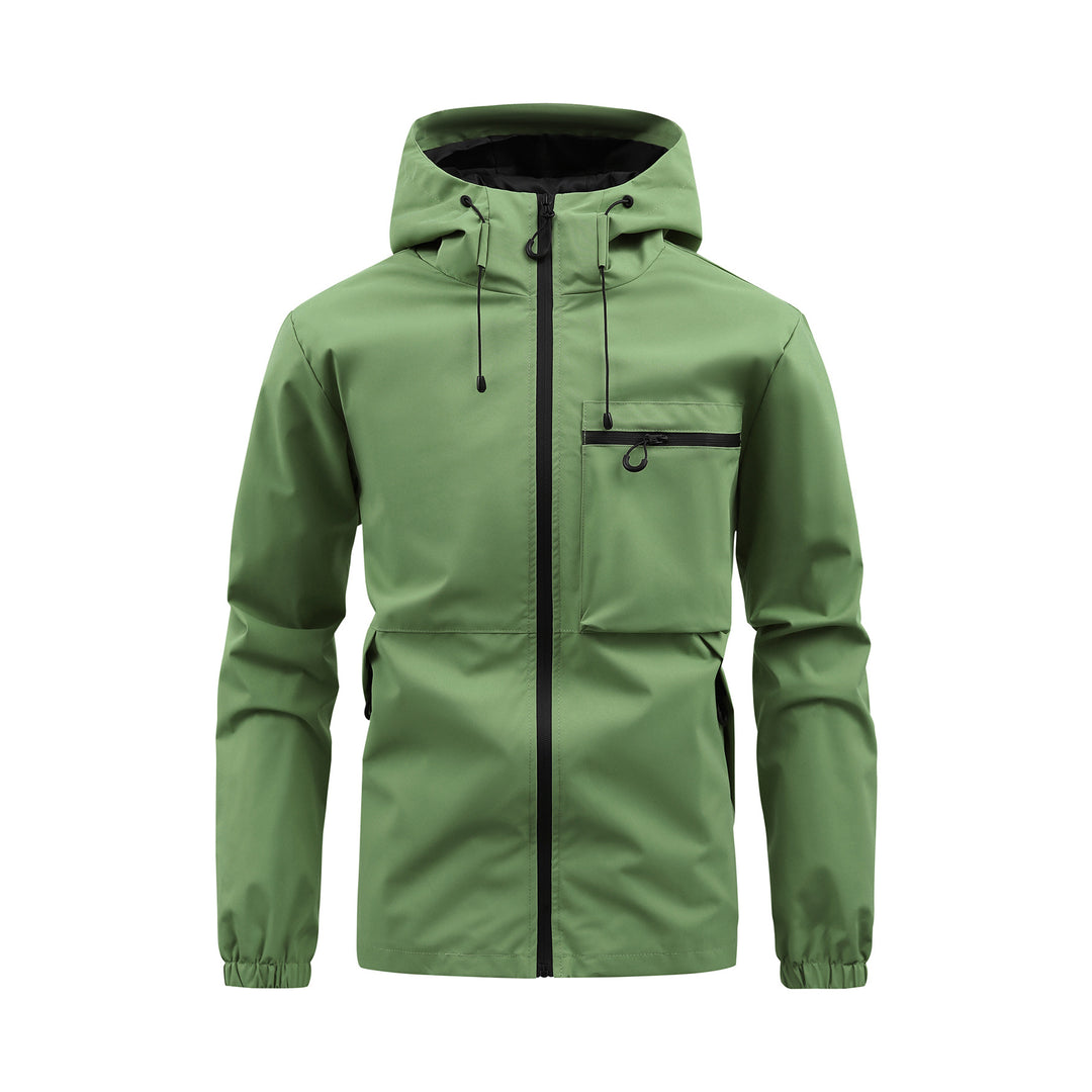 Men's Windbreaker with Drawstring Hood & Zip Pocket | Zip-Up