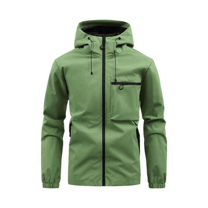 Men's Windbreaker with Drawstring Hood & Zip Pocket | Zip-Up