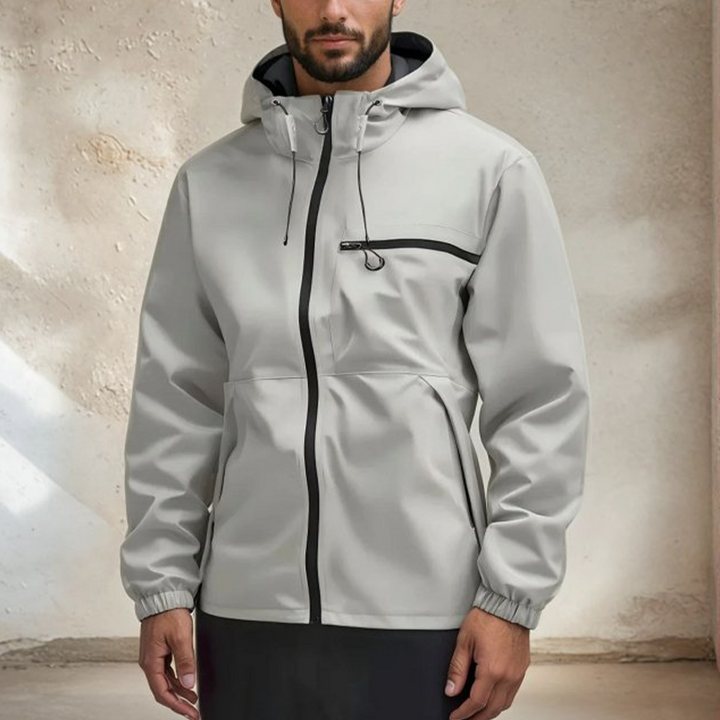 Men's Windbreaker with Drawstring Hood & Zip Pocket | Zip-Up