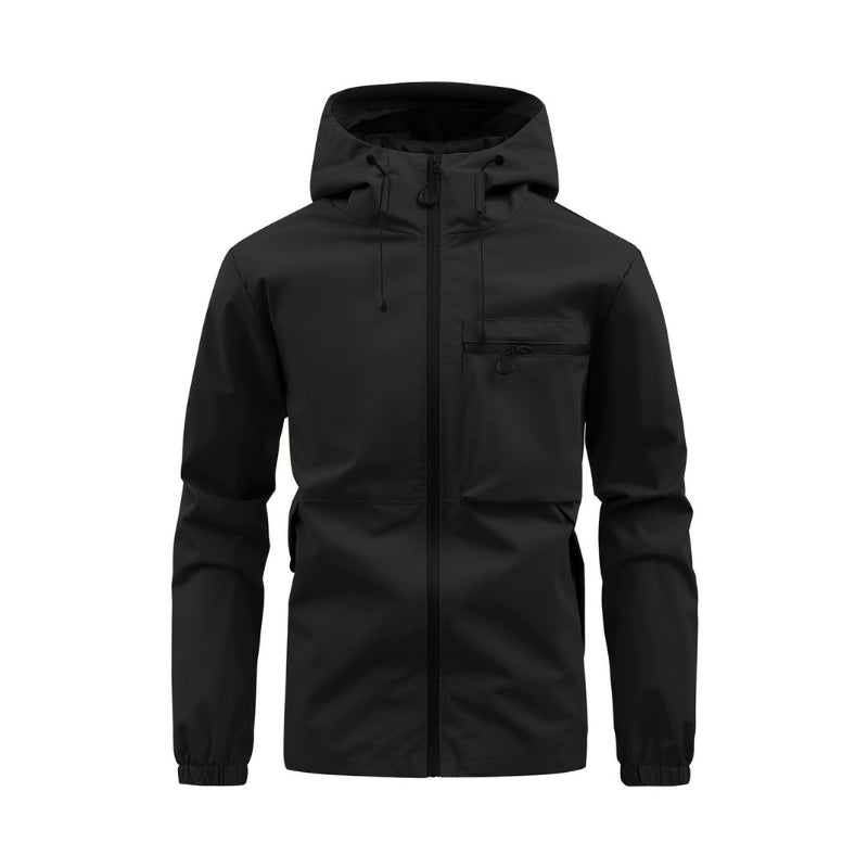 Men's Windbreaker with Drawstring Hood & Zip Pocket | Zip-Up