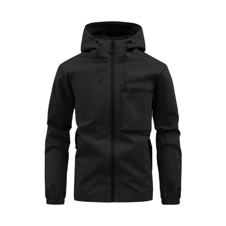 Men's Windbreaker with Drawstring Hood & Zip Pocket | Zip-Up