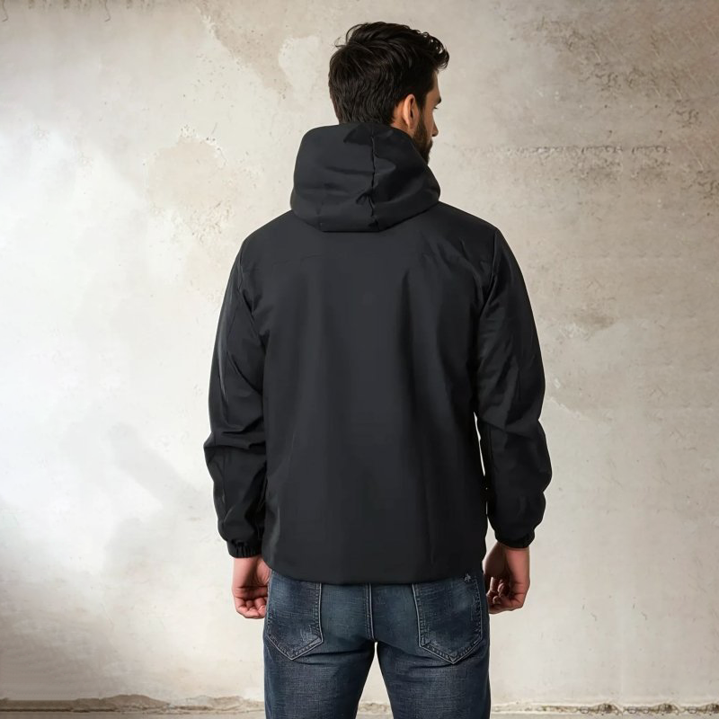 Men's Windbreaker with Drawstring Hood & Zip Pocket | Zip-Up