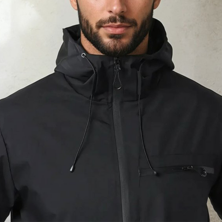 Men's Windbreaker with Drawstring Hood & Zip Pocket | Zip-Up