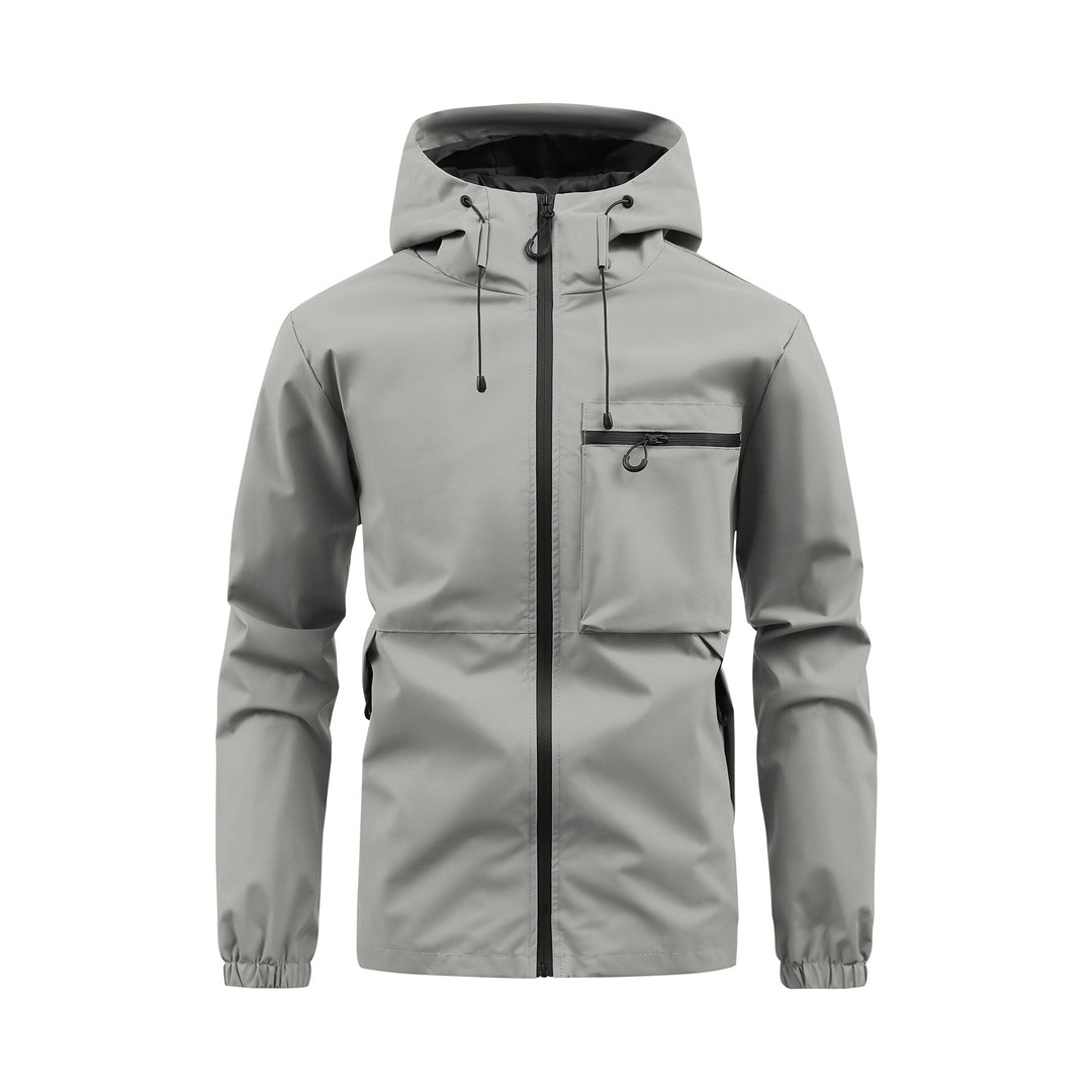 Men's Windbreaker with Drawstring Hood & Zip Pocket | Zip-Up