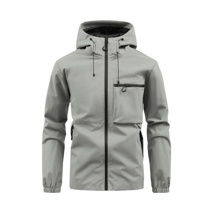 Men's Windbreaker with Drawstring Hood & Zip Pocket | Zip-Up