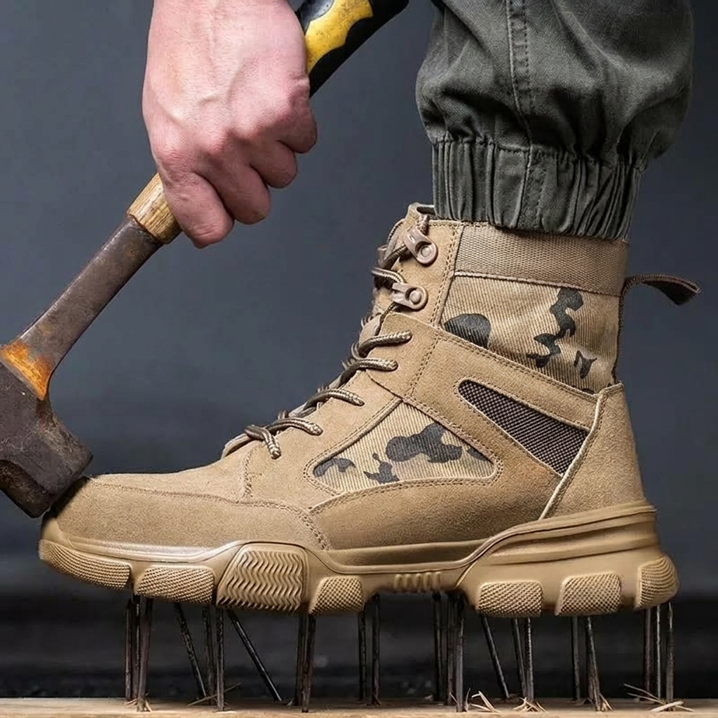 Men's Work Boots with Camo Panel | Lace-Up Tactical