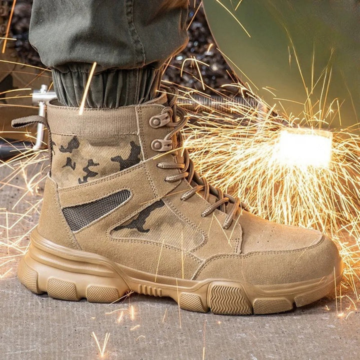 Men's Work Boots with Camo Panel | Lace-Up Tactical